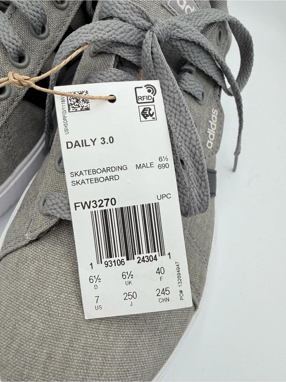 Adidas Daily 3.0 Skateboarding Sneaker — Grey/Black | Men’s Size 7 | NWT